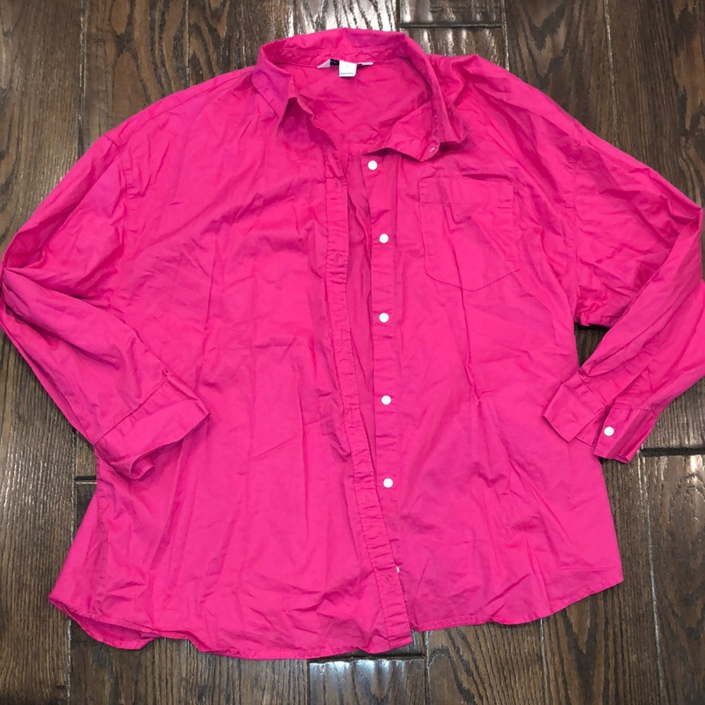 Old navy the boyfriend shirt button down size large pink